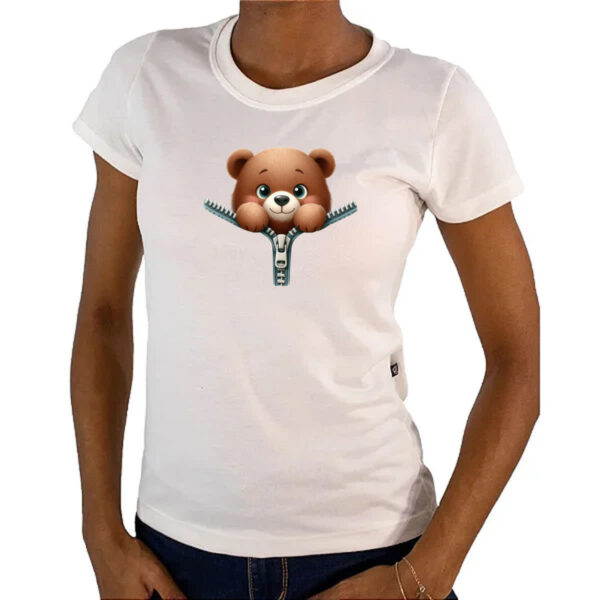 Camiseta Baby Look Urso no ziper - Imagem 4