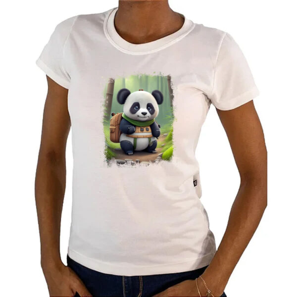 Camiseta Baby Look Urso panda aventureiro - Imagem 4