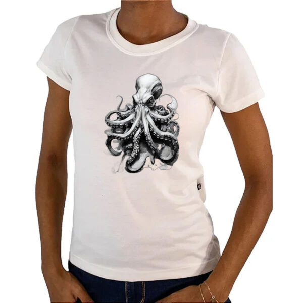 Camiseta Baby Look Octopus desenho tatoo style - Imagem 4