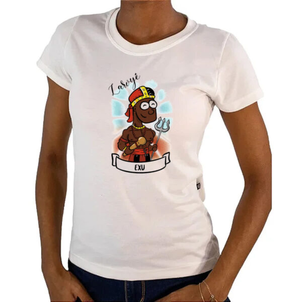 Camiseta Baby Look Orixas Cartoon Exu Laroye - Imagem 4