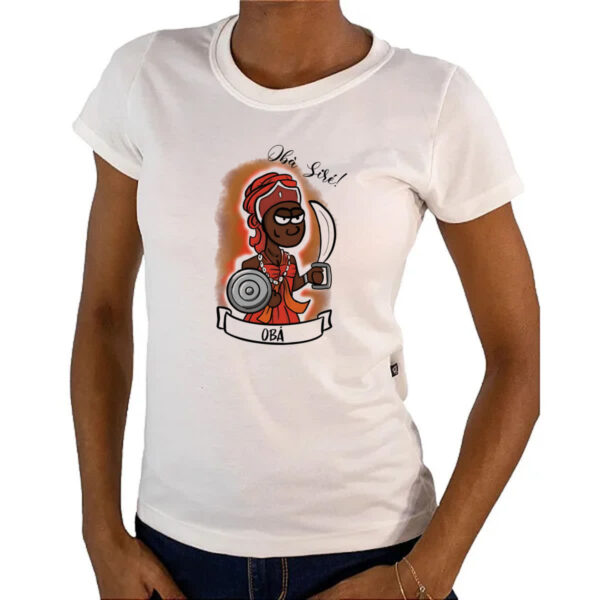 Camiseta Baby Look Orixas Cartoon Oba sire - Imagem 4