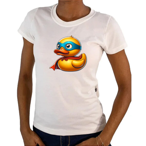 Camiseta Baby Look Patinho de borracha Super Heroi - Imagem 4