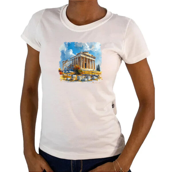 Camiseta Baby Look Partenon watercolor - Imagem 4