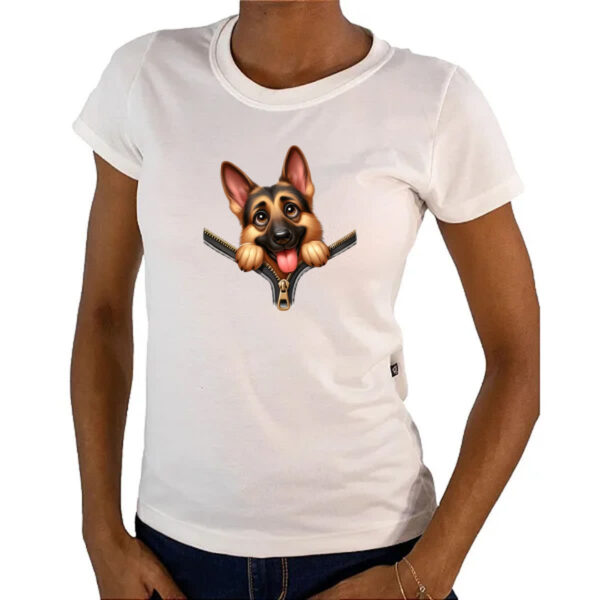 Camiseta Baby Look Pastor Alemao no Ziper - Imagem 4