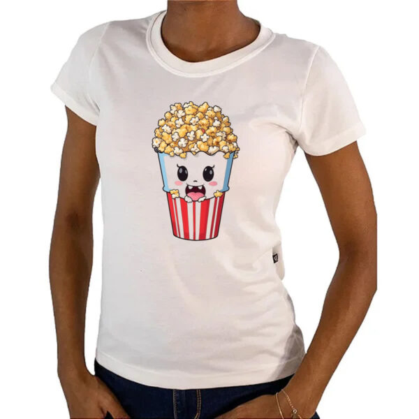 Camiseta Baby Look Pipoca cinema feliz - Imagem 4