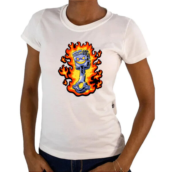 Camiseta Baby Look Pistao flamejante - Imagem 4