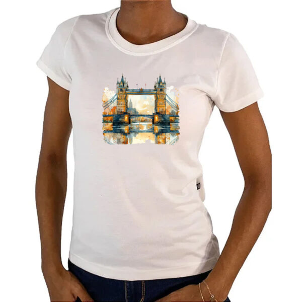 Camiseta Baby Look Ponte de Londres watercolor - Imagem 4