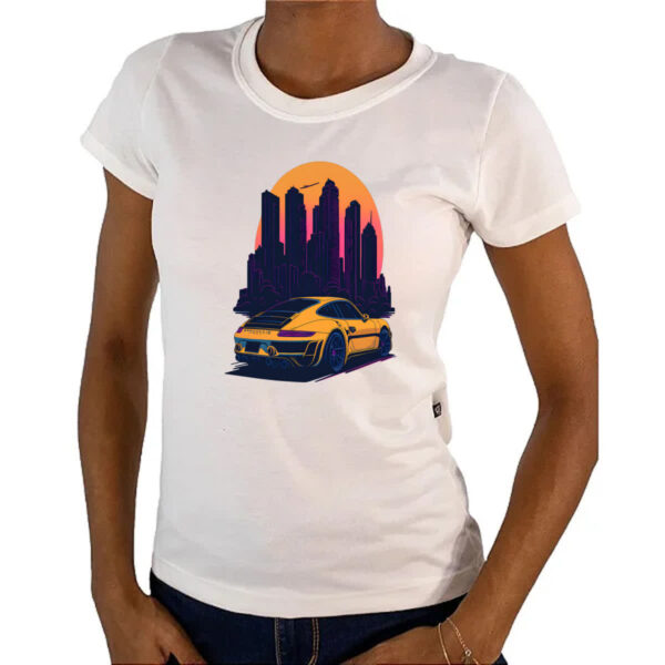 Camiseta Baby Look Porsche Amarelo Sunset - Imagem 4