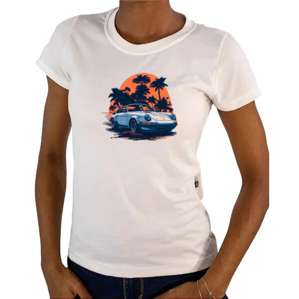 Camiseta Baby Look Porsche Branco Sunset - Imagem 4