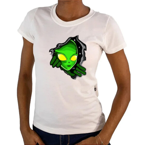 Camiseta Baby Look Portal dimensional com alienigena - Imagem 4