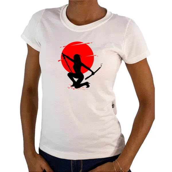 Camiseta Baby Look Samurai girl silhueta - Imagem 4