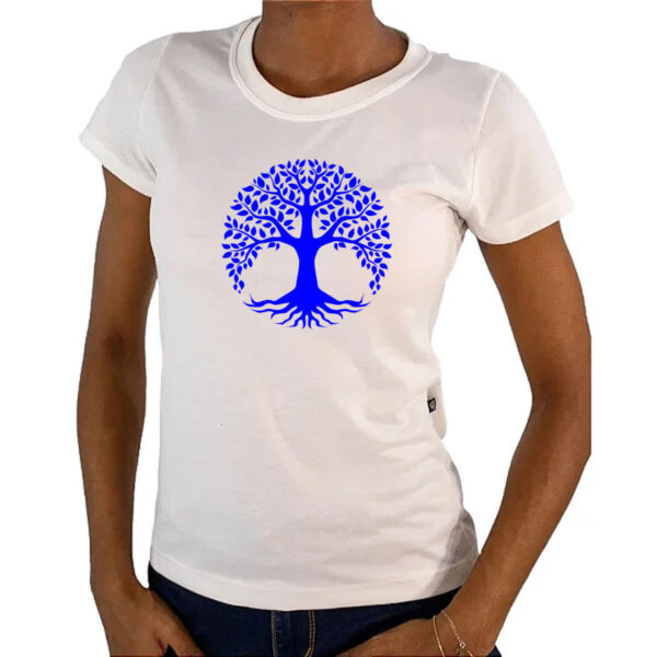 Camiseta Baby Look Arvore da vida azul - Imagem 4