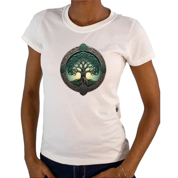 Camiseta Baby Look Arvore da vida circulo Celtico - Imagem 4