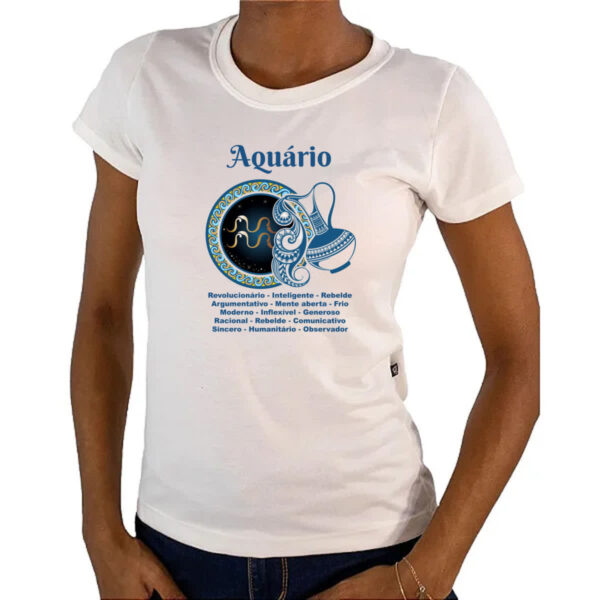 Camiseta Baby Look Signo de Aquario adjetivos - Imagem 4