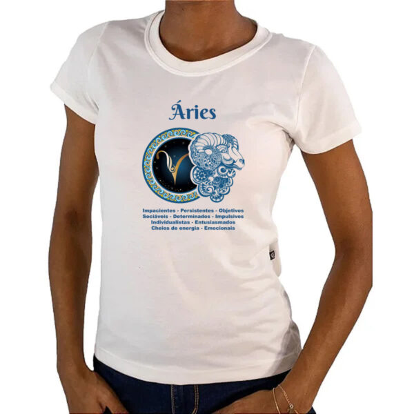 Camiseta Baby Look Signo de Aries adjetivos - Imagem 4