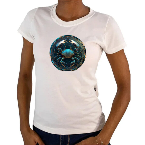 Camiseta Baby Look Signo de Cancer placa de luxo - Imagem 4