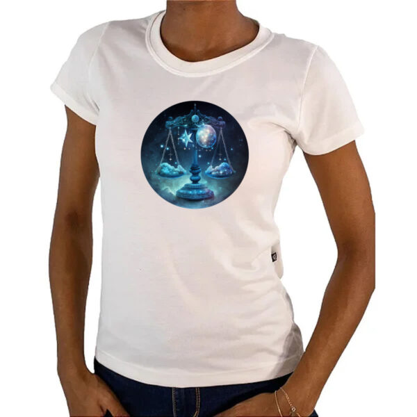 Camiseta Baby Look Signo de Libra placa de luxo - Imagem 4