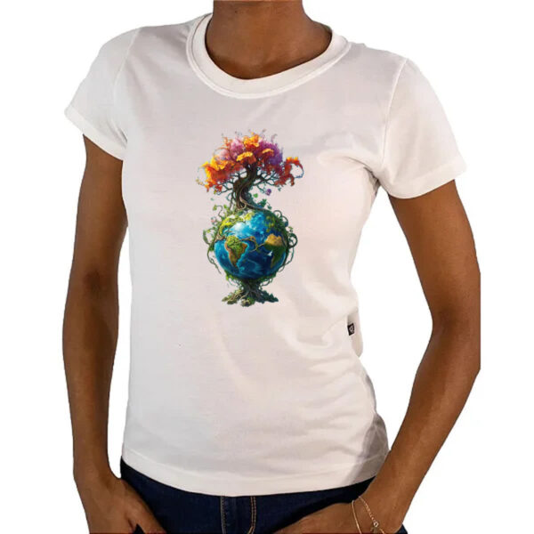 Camiseta Baby Look Arvore da vida planeta Terra - Imagem 4