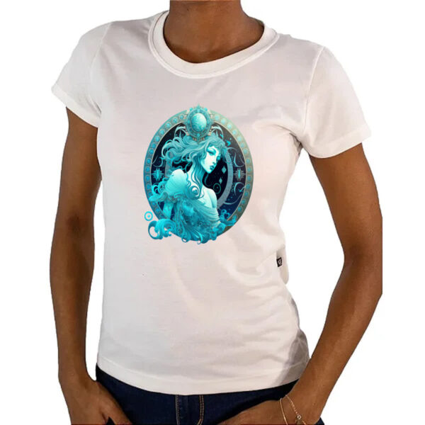 Camiseta Baby Look Signo de aquario logo de luxo - Imagem 4