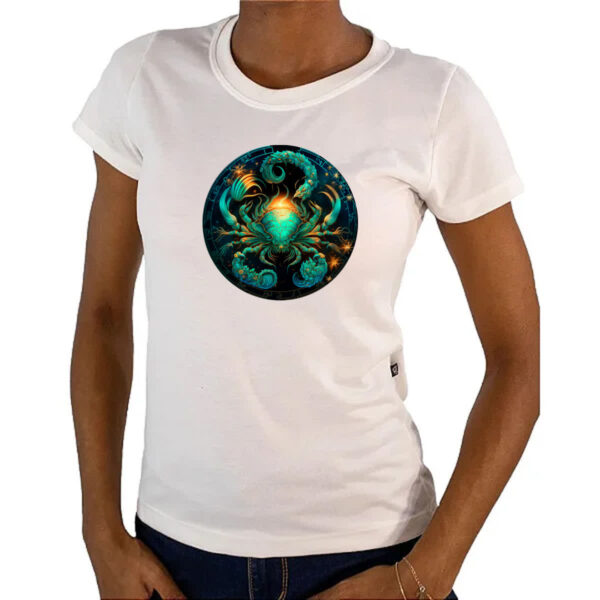 Camiseta Baby Look Signo de cancer logo de luxo - Imagem 4