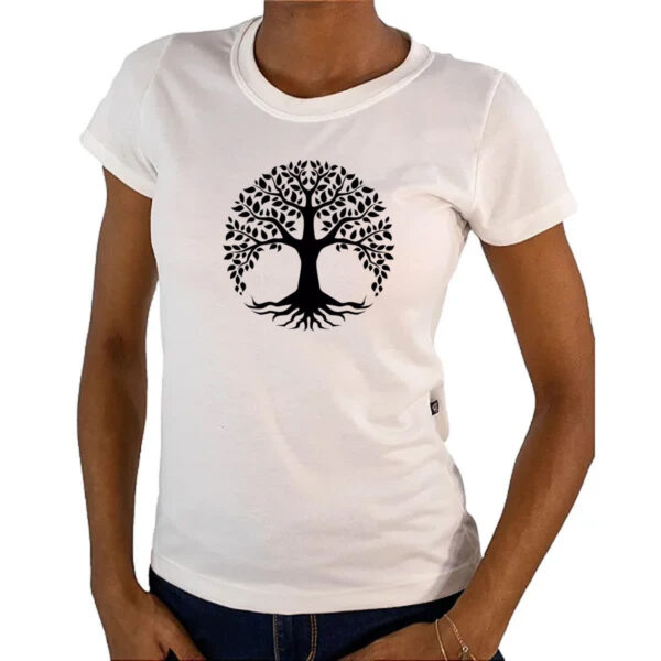 Camiseta Baby Look Arvore da vida preta - Imagem 4
