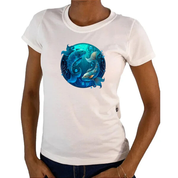 Camiseta Baby Look Signo de peixes logo de luxo - Imagem 4