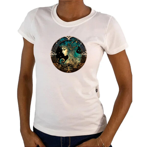 Camiseta Baby Look Signo de virgem logo de luxo - Imagem 4