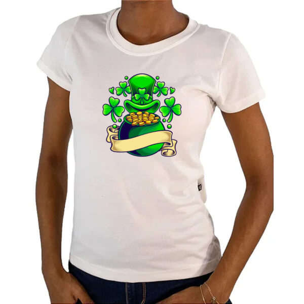 Camiseta Baby Look ST Patricks Day pote de ouro - Imagem 4