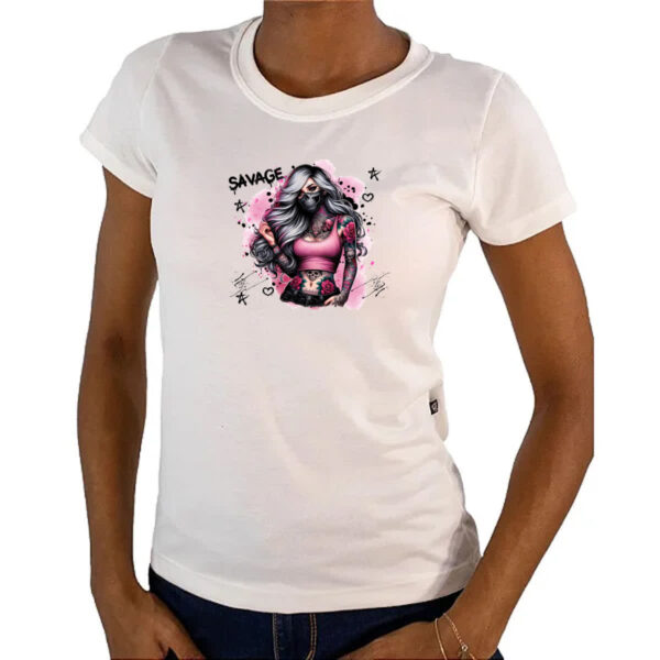 Camiseta Baby Look Savage girl badass - Imagem 4