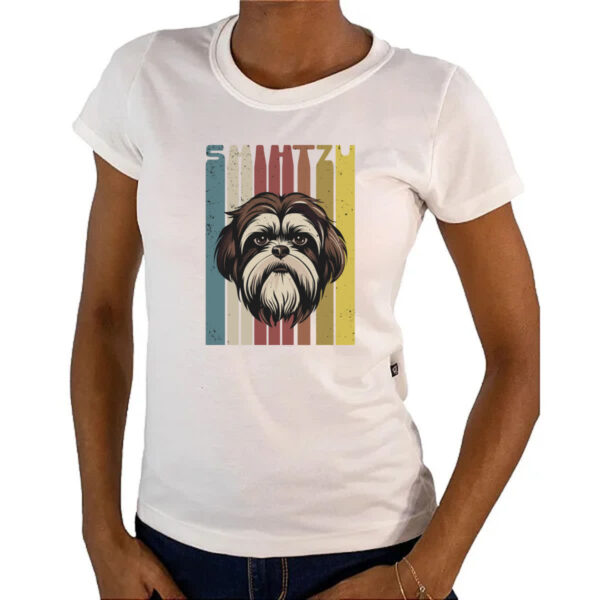 Camiseta Baby Look Shih-tzu retro vintage - Imagem 4