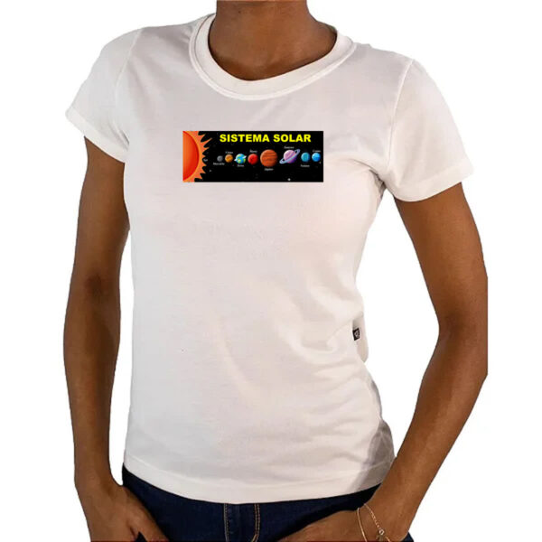 Camiseta Baby Look Sistema solar noite - Imagem 4