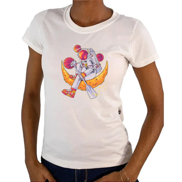 Camiseta Baby Look Astronauta remando na lua - Imagem 4