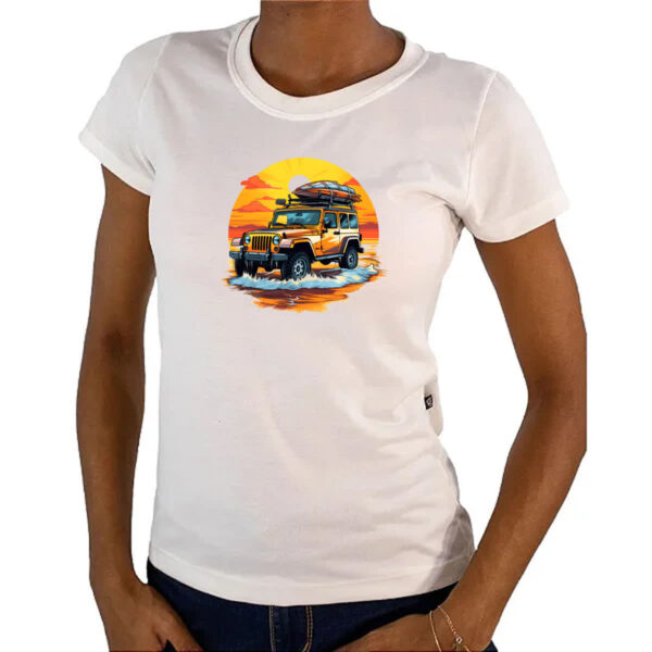 Camiseta Baby Look Aventura jeep praia sunset - Imagem 4