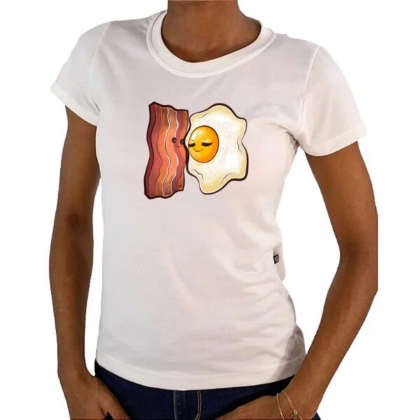 Camiseta Baby Look Bacon e ovo - Imagem 4