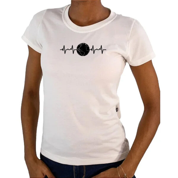 Camiseta Baby Look Batimento cardiaco planeta terra - Imagem 4