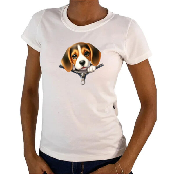 Camiseta Baby Look Beagle no Ziper - Imagem 4