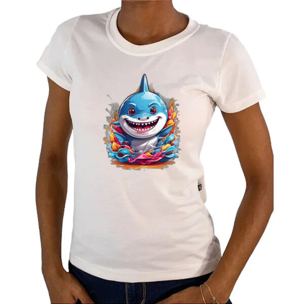 Camiseta Baby Look Bebe Tubarao Splash - Imagem 4
