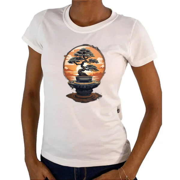 Camiseta Baby Look Bonsai magico Japao sunset - Imagem 4