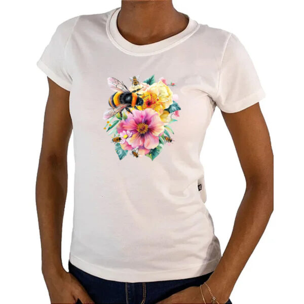 Camiseta Baby Look Abelha na flor - Imagem 4