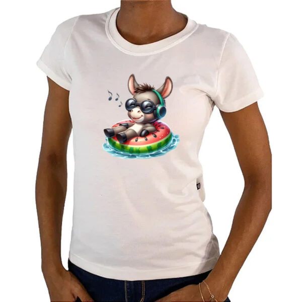 Camiseta Baby Look Burro na boia - Imagem 4