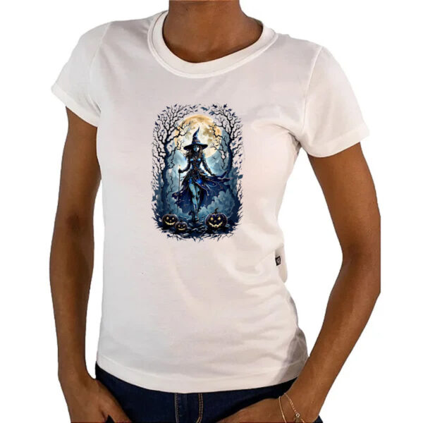 Camiseta Baby Look Halloween Bruxa Noite Lua Cheia - Imagem 4