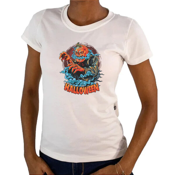 Camiseta Baby Look Halloween Pumpkin Nevoeiro - Imagem 4