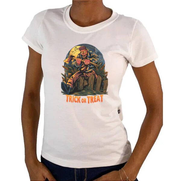 Camiseta Baby Look Halloween Trick or Treat - Imagem 4