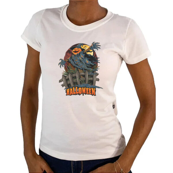 Camiseta Baby Look Halloween pumpkin espantalho - Imagem 4