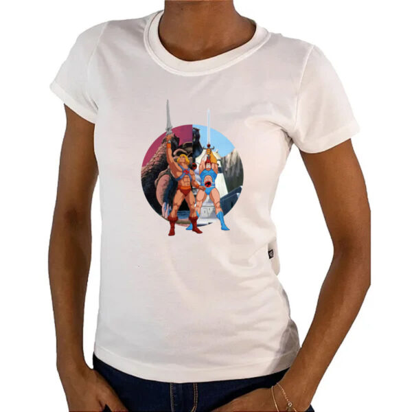 Camiseta Baby Look He-man e Lion espadas do poder - Imagem 4