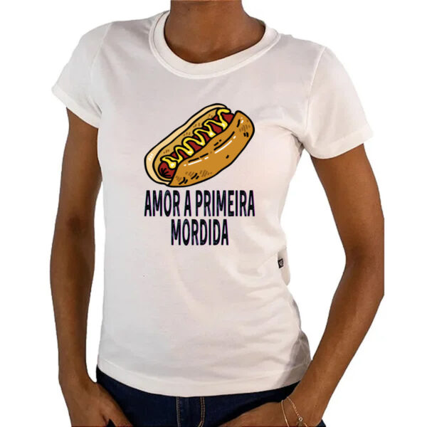 Camiseta Baby Look Hotdog amor a primeira mordida - Imagem 4