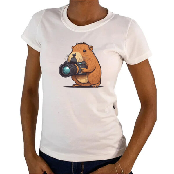 Camiseta Baby Look Capivara fotografica - Imagem 4