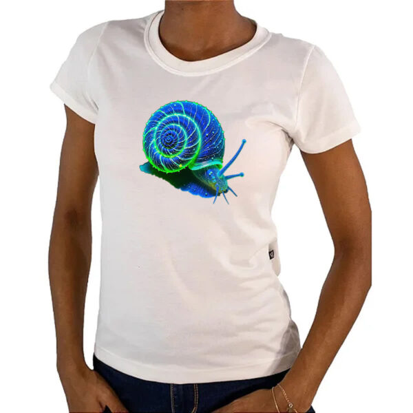 Camiseta Baby Look Caramujo blue florescente - Imagem 4