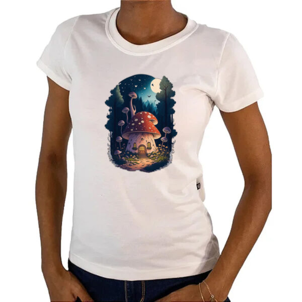 Camiseta Baby Look Casa cogumelo dos duendes - Imagem 4