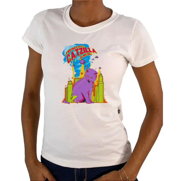 Camiseta Baby Look Catzilla o gato Godzilla - Imagem 4